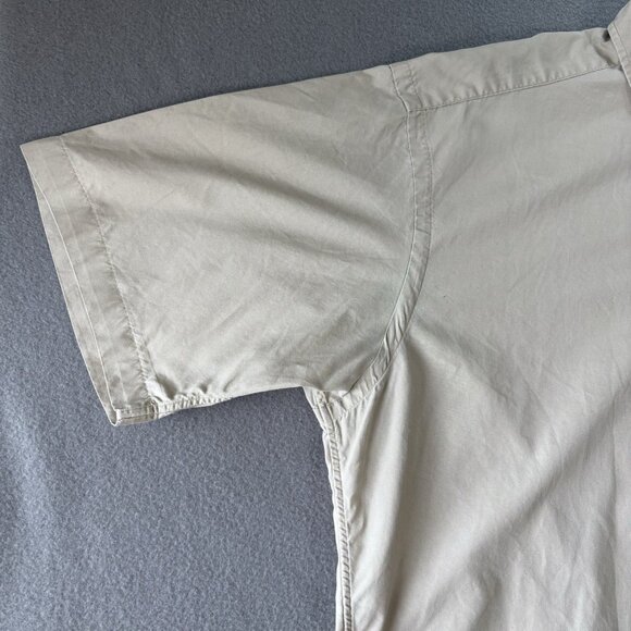 VTG Polo Ralph Lauren Mens Shirt Large Beige Button Down Short Sleeve Preppy Y2K - Picture 7 of 15